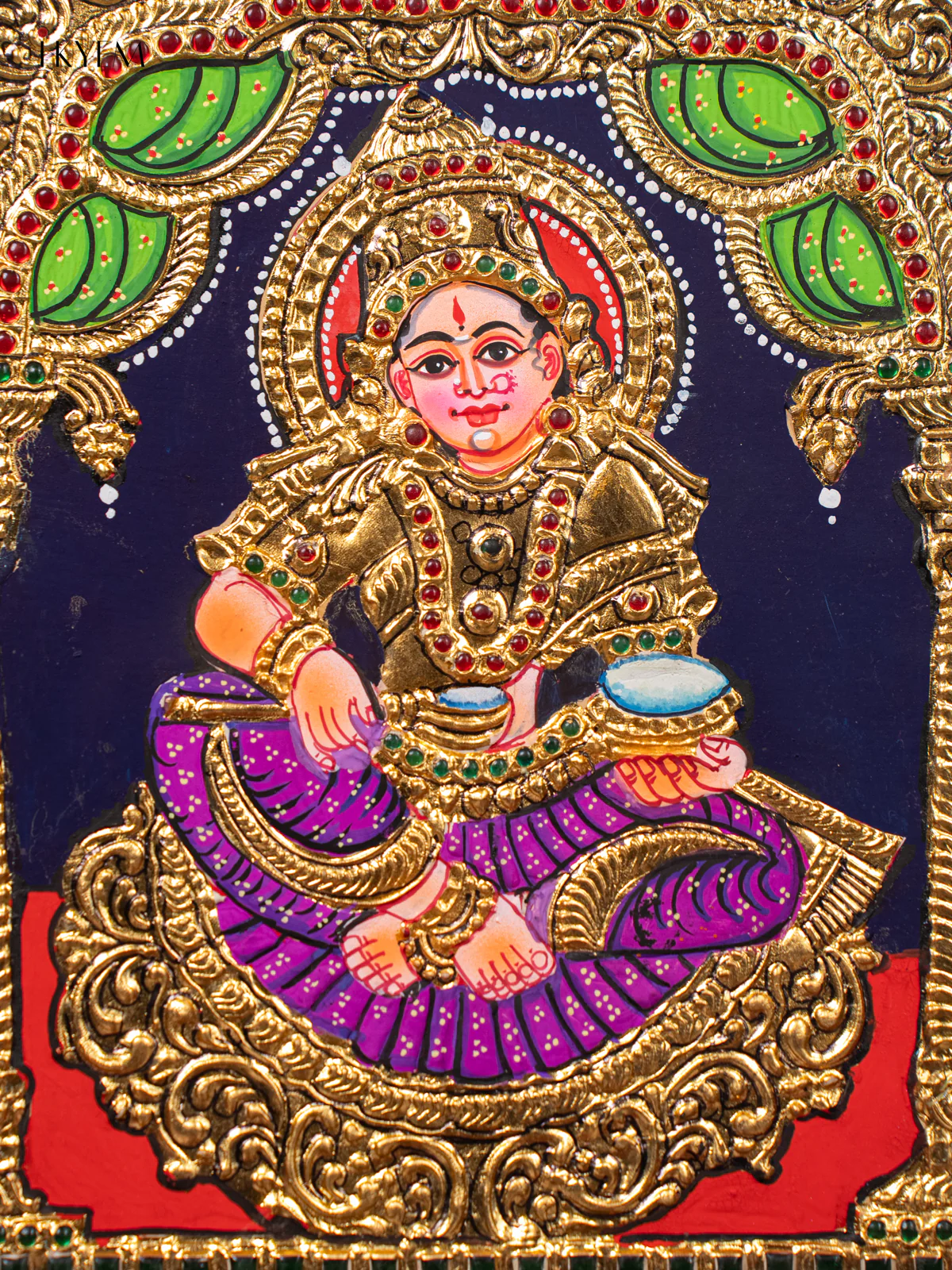 The Divine Radiance of Goddess Annapoorani Tanjore painting (15*13) - KJ03198 - Image 3