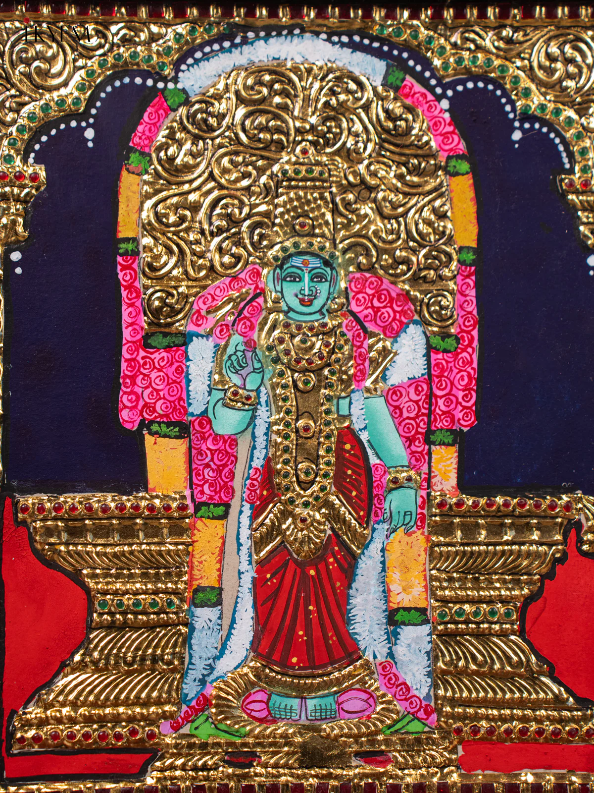 Madurai Meenakshi Sundareswarar Tanjore Painting - (18×15 Inches) - KJ03205 - Image 3