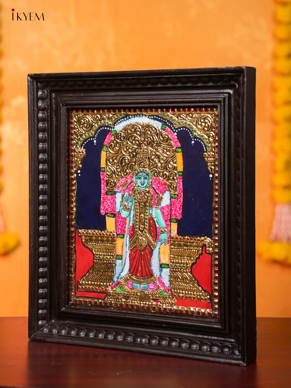 Madurai Meenakshi Sundareswarar Tanjore Painting - (18×15 Inches) - KJ03205 - Image 4