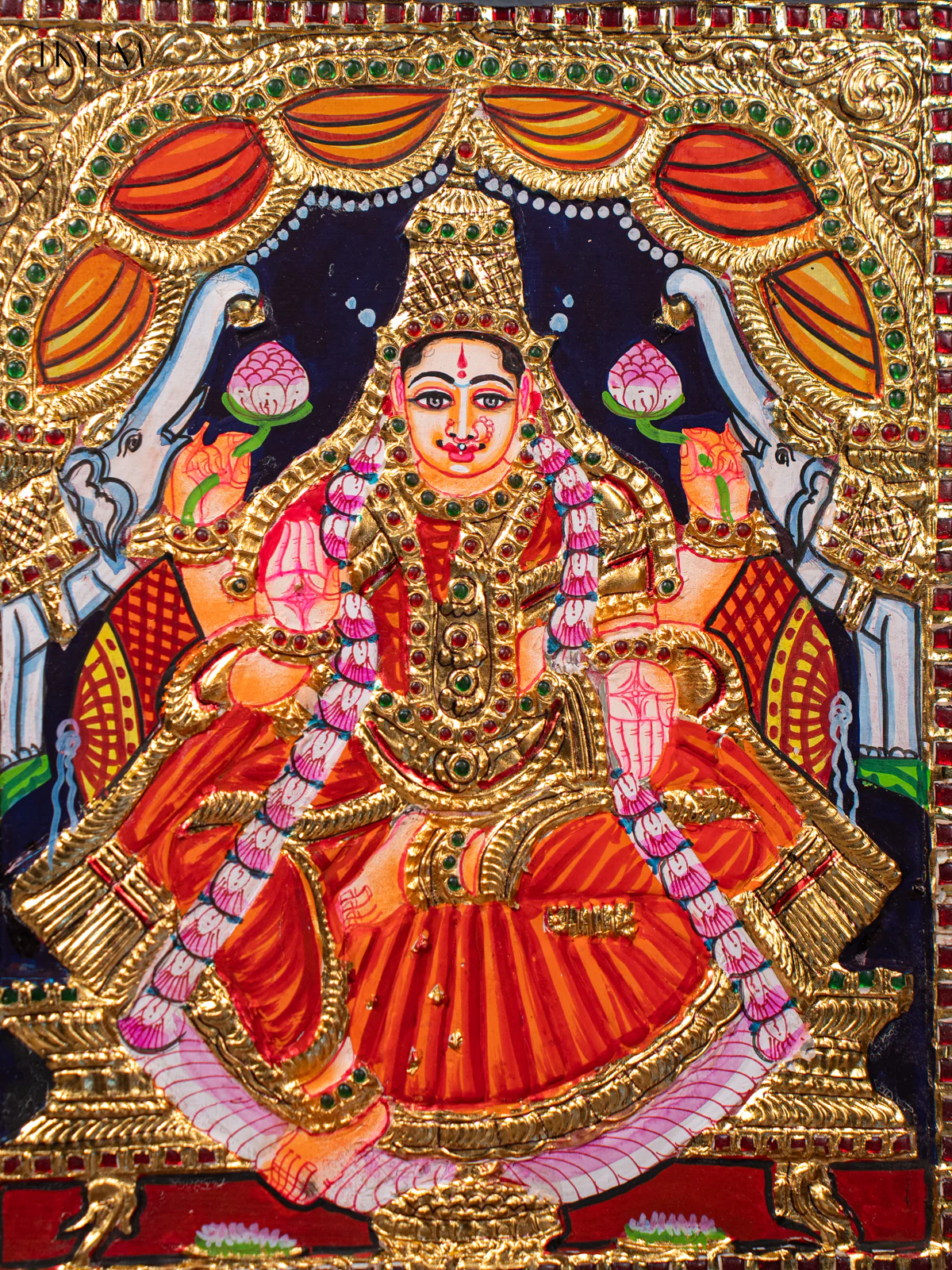 Gajalakshmi Tanjore painting (18*15) - Image 3