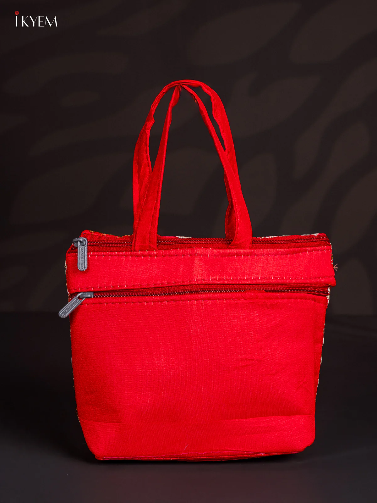 Red Designer Floral Embroidered Handbag - 8.5 Inch - KJ04112 - Image 3