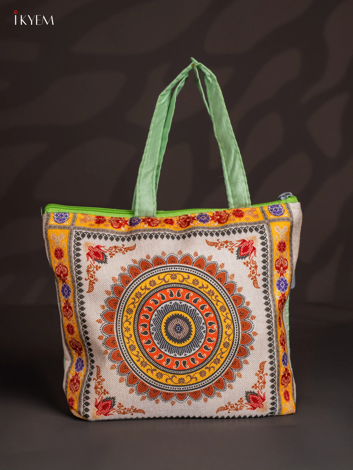 Mandala Jute Bag - Green - 8 Inch - KJ04120