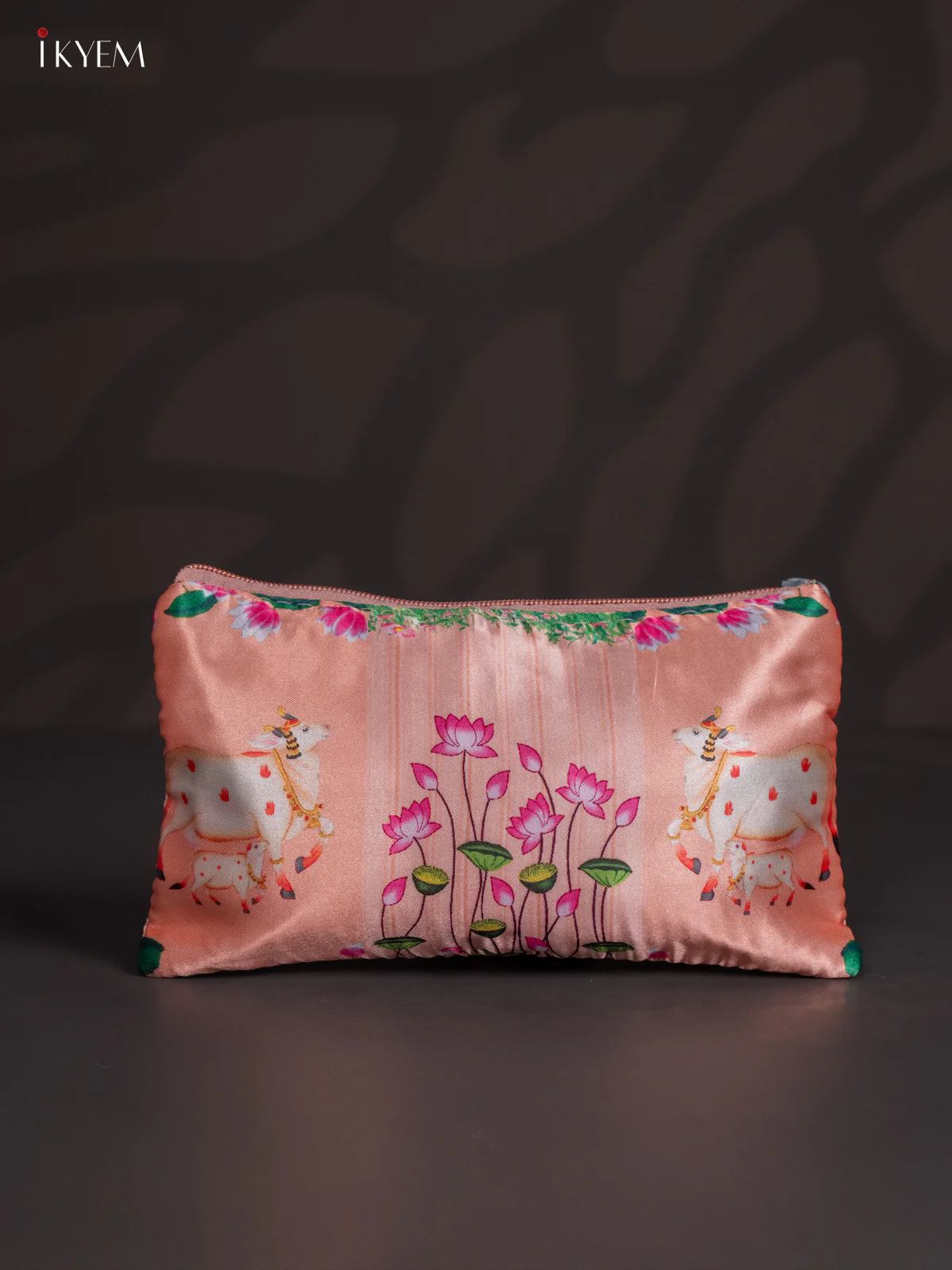 Pichwai Cow & Calf Purse - Peach - KJ04151