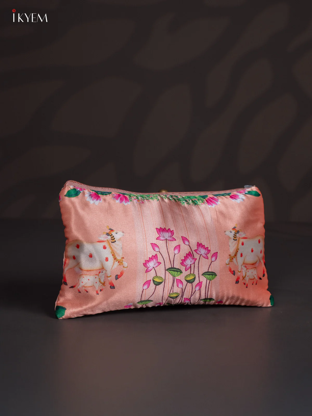 Pichwai Cow & Calf Purse - Peach - KJ04151 - Image 2