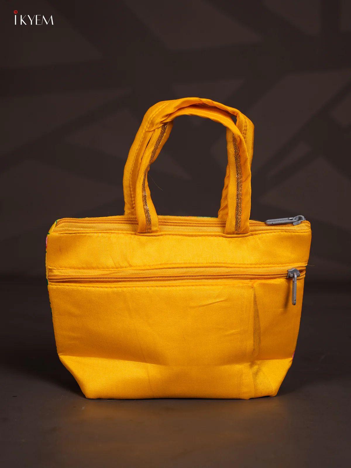 Pichwai Lotus Design Yellow Handbag - 7.3 Inch - KJ04154 - Image 3