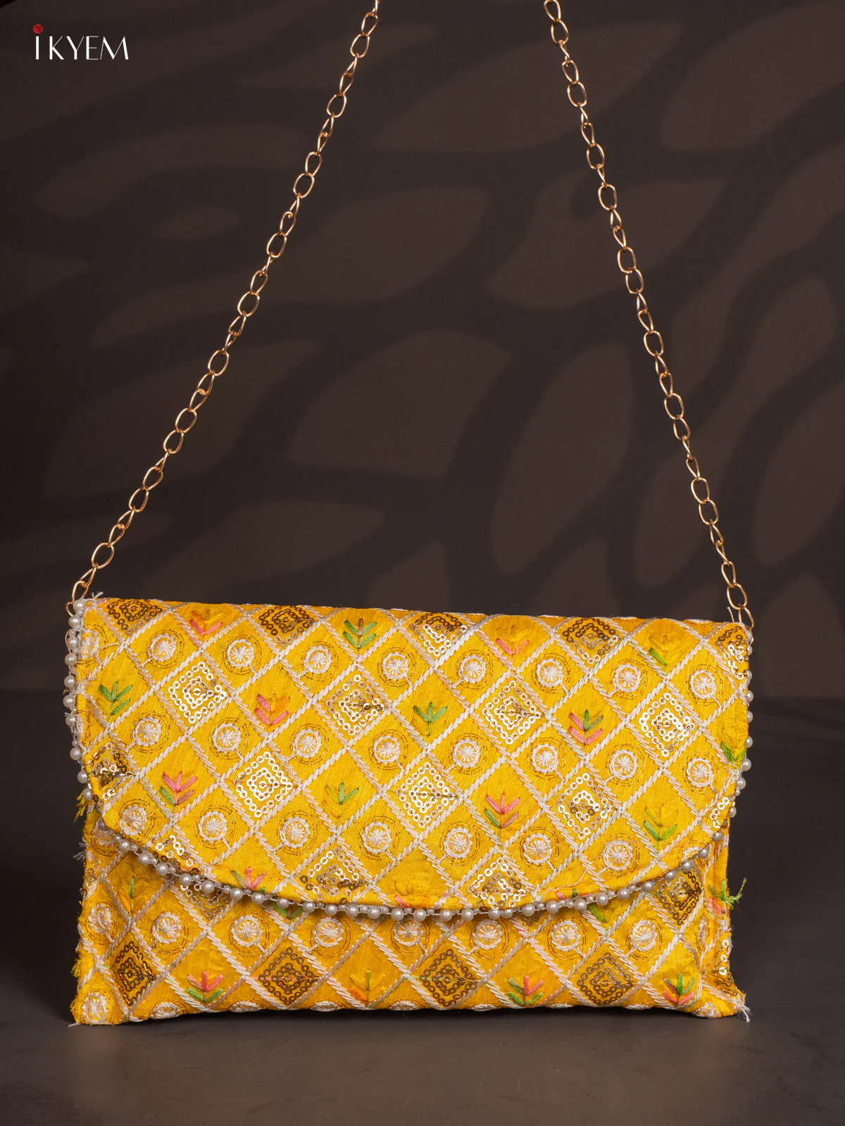 Embroidered Sling bag - Yellow - KJ04158