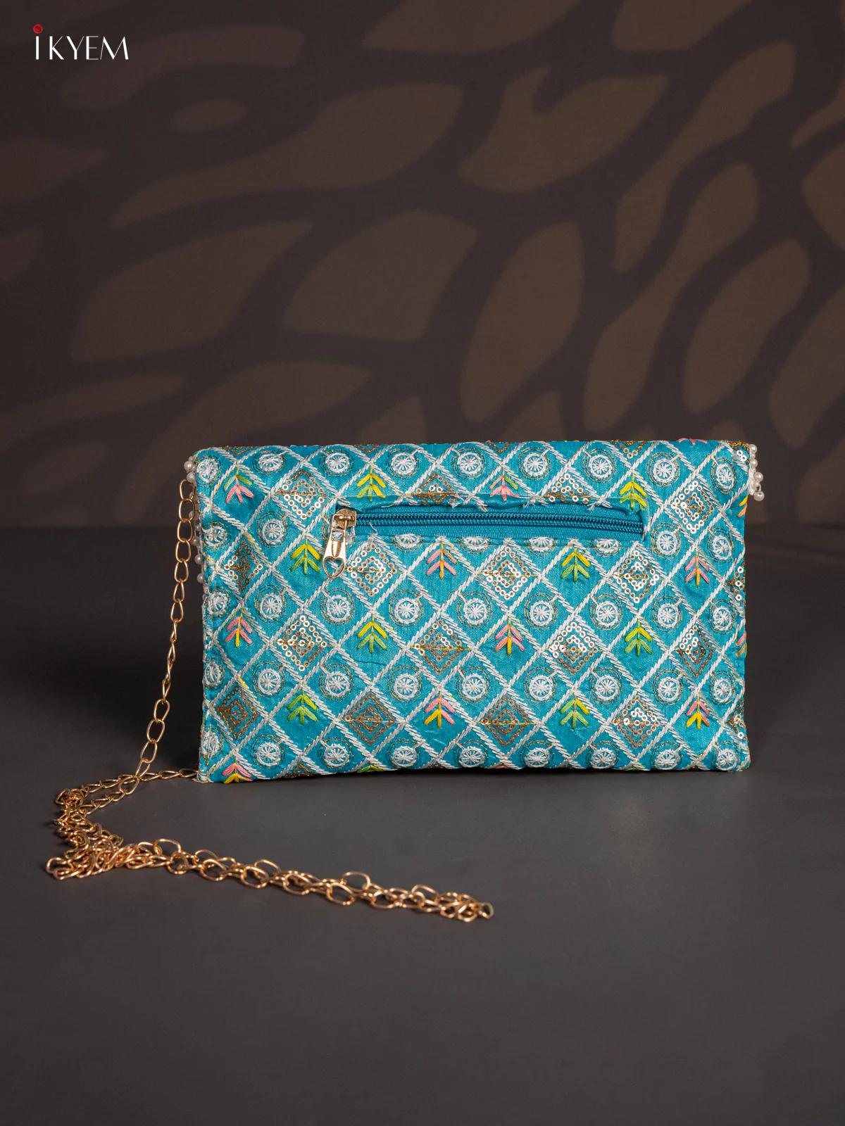 Embroidered Sling bag - Teal - KJ04159 - Image 3
