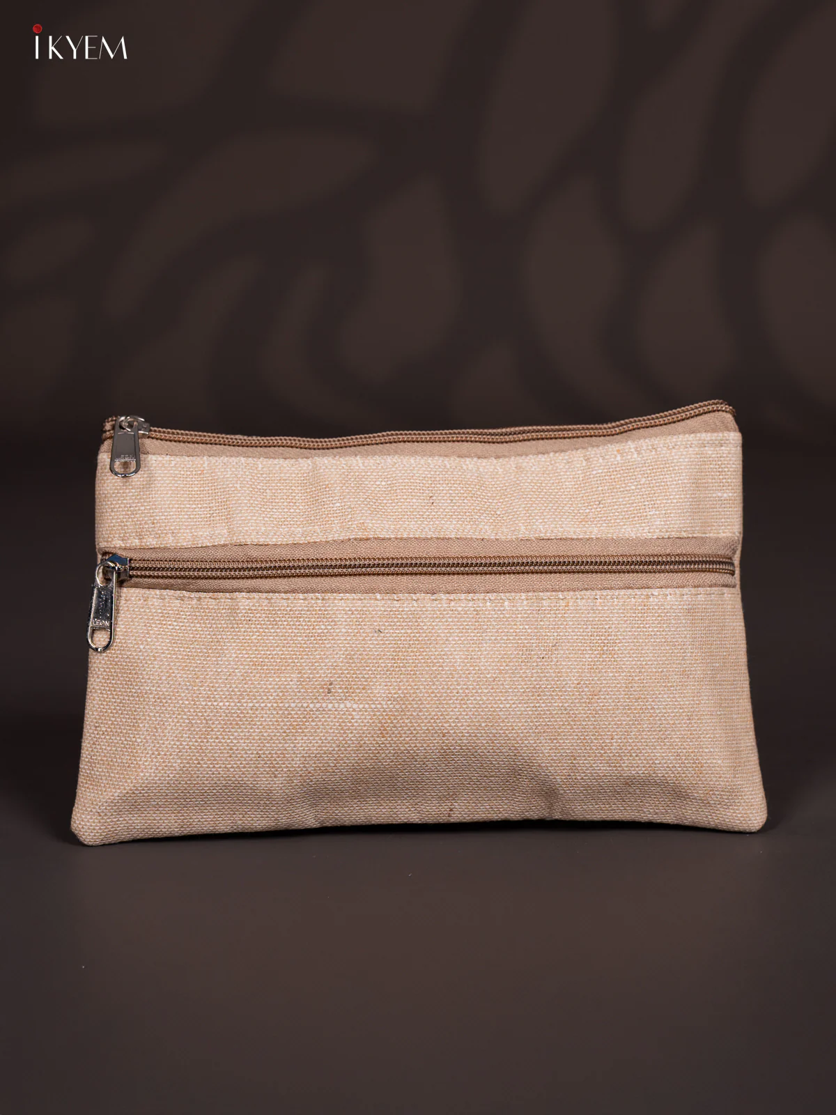 Fabric Printed Jute Pouch - Brown - KJ04171 - Image 3