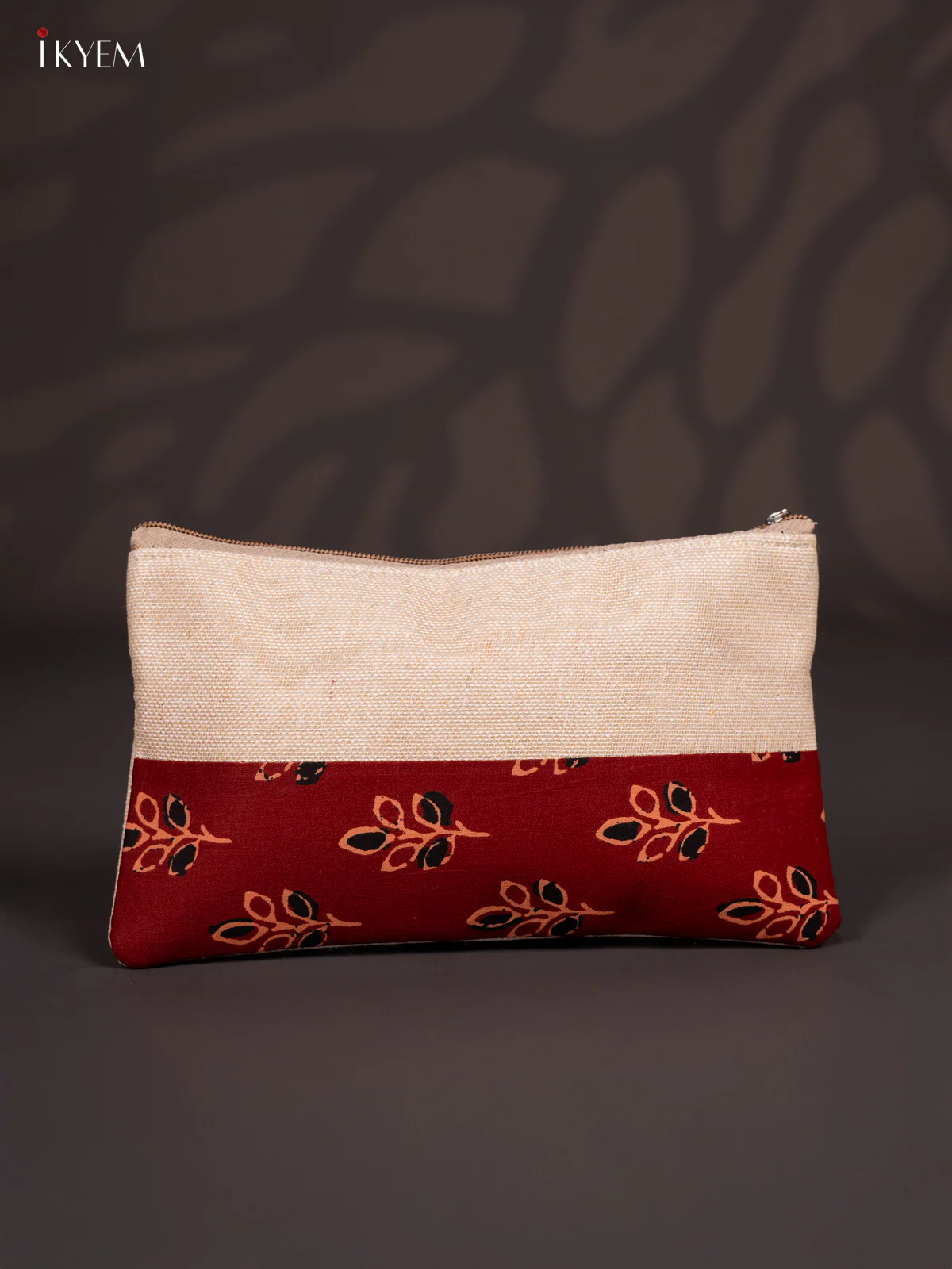 Fabric Printed Jute Pouch - Marron - KJ04172