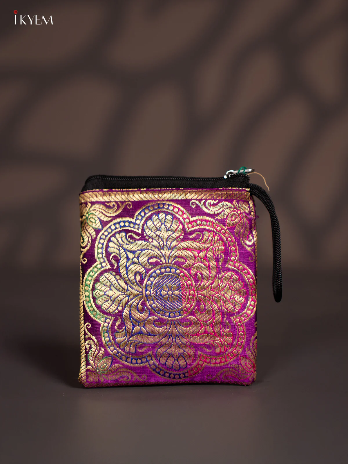 Rangoli designed Banarasi Coin Pouch - Purple - 5 Inch - KJ06144