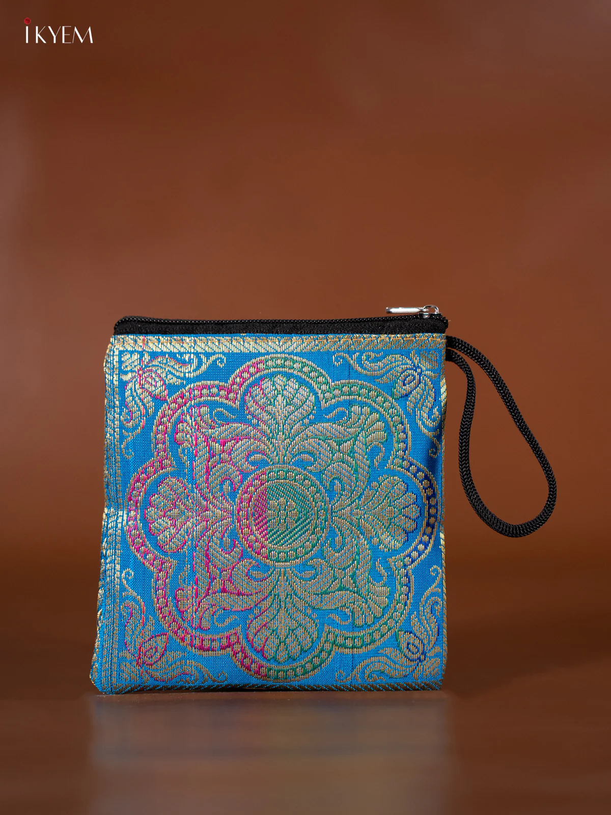 Rangoli designed Banarasi Coin Pouch - Sky Blue - KJ06148
