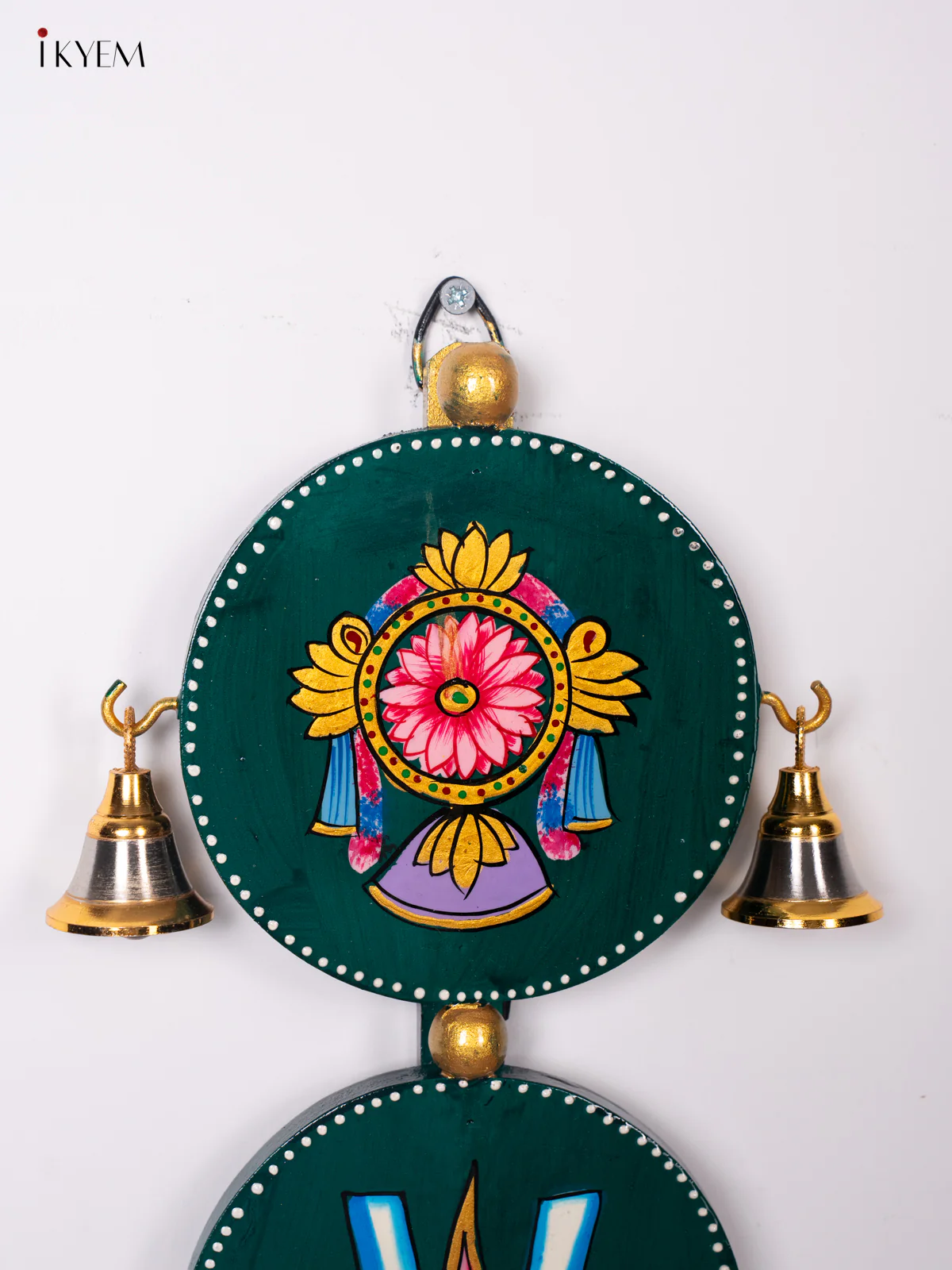 Green Wooden Sangu Chakram Namam Wall Hanging – 18 Inches - KJ06173 - Image 3