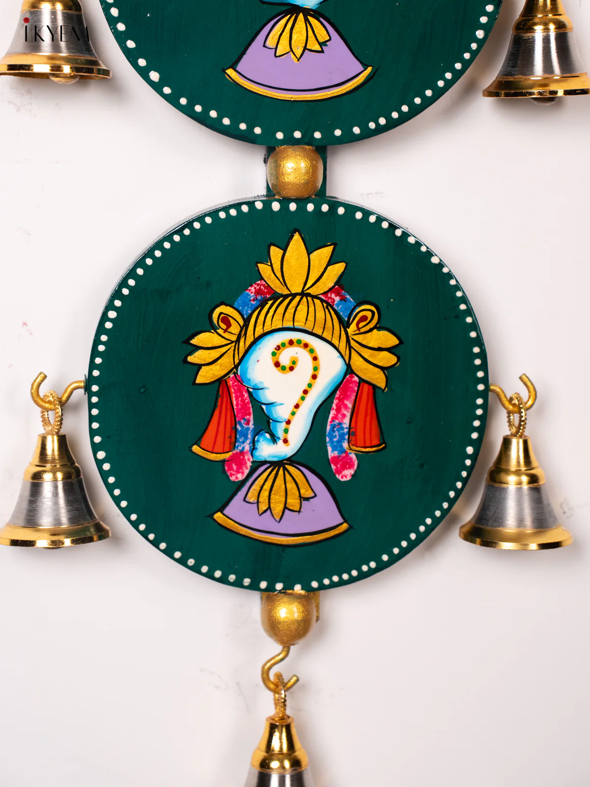 Green Wooden Sangu Chakram Namam Wall Hanging – 18 Inches - KJ06173 - Image 5