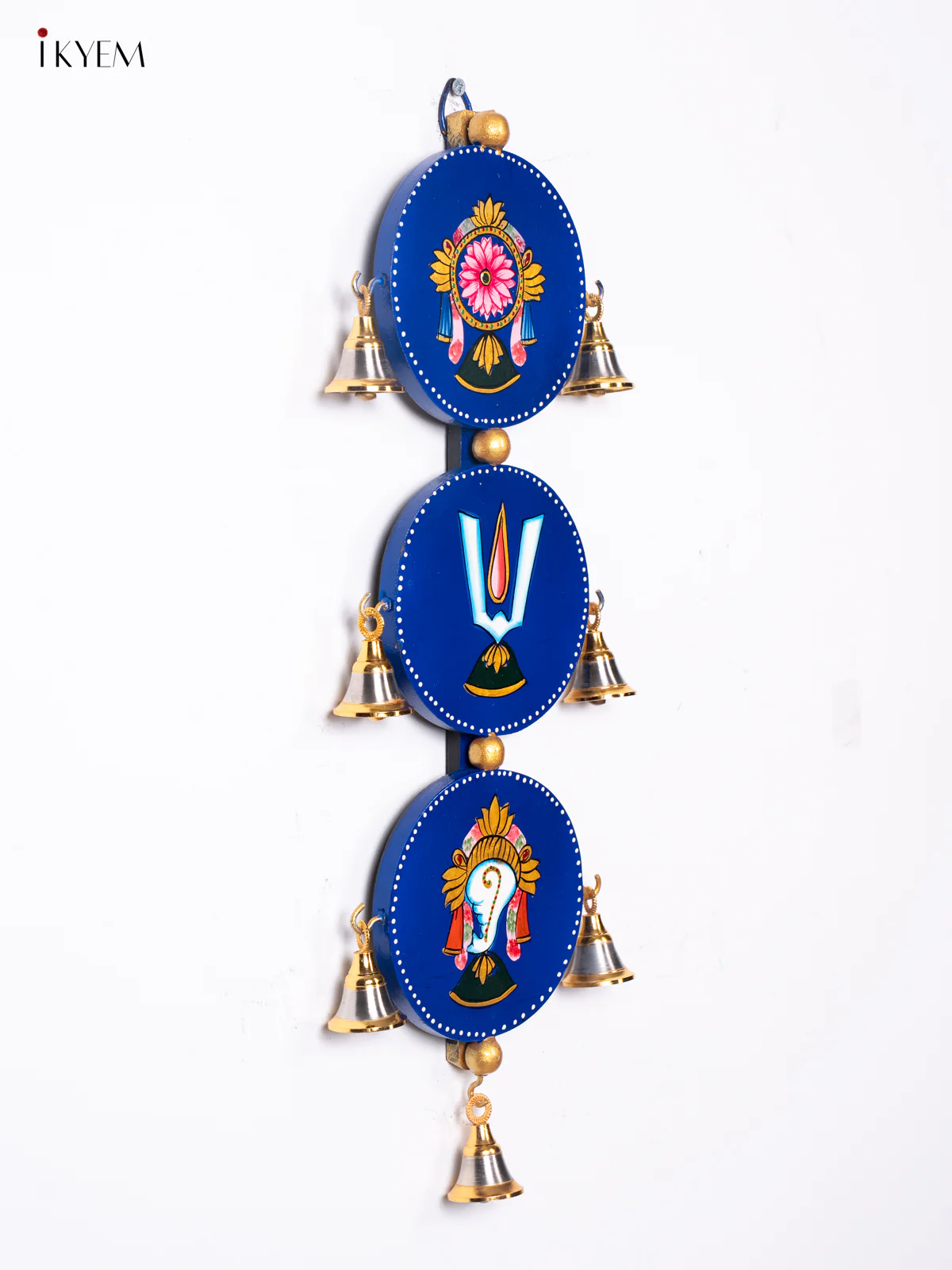 Blue Wooden Sangu Chakram Namam Wall Hanging – 18Inches - KJ06174 - Image 2