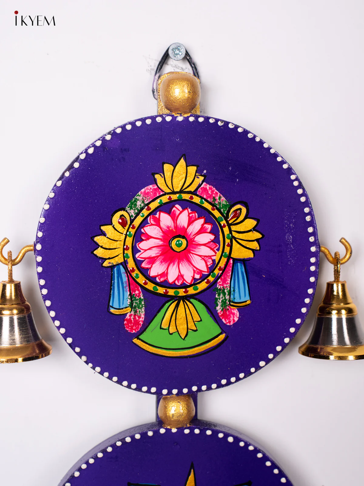Purple Wooden Sangu Chakram Namam Wall Hanging – 18 Inches - KJ06175 - Image 5
