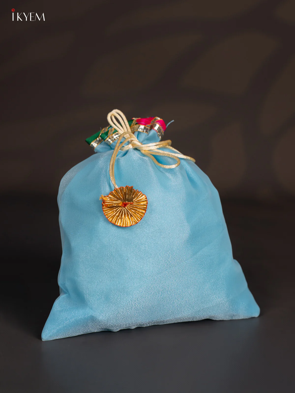 Organza Potli Bag - Sky Blue - 9.5 Inch - KJ11133 - Image 2