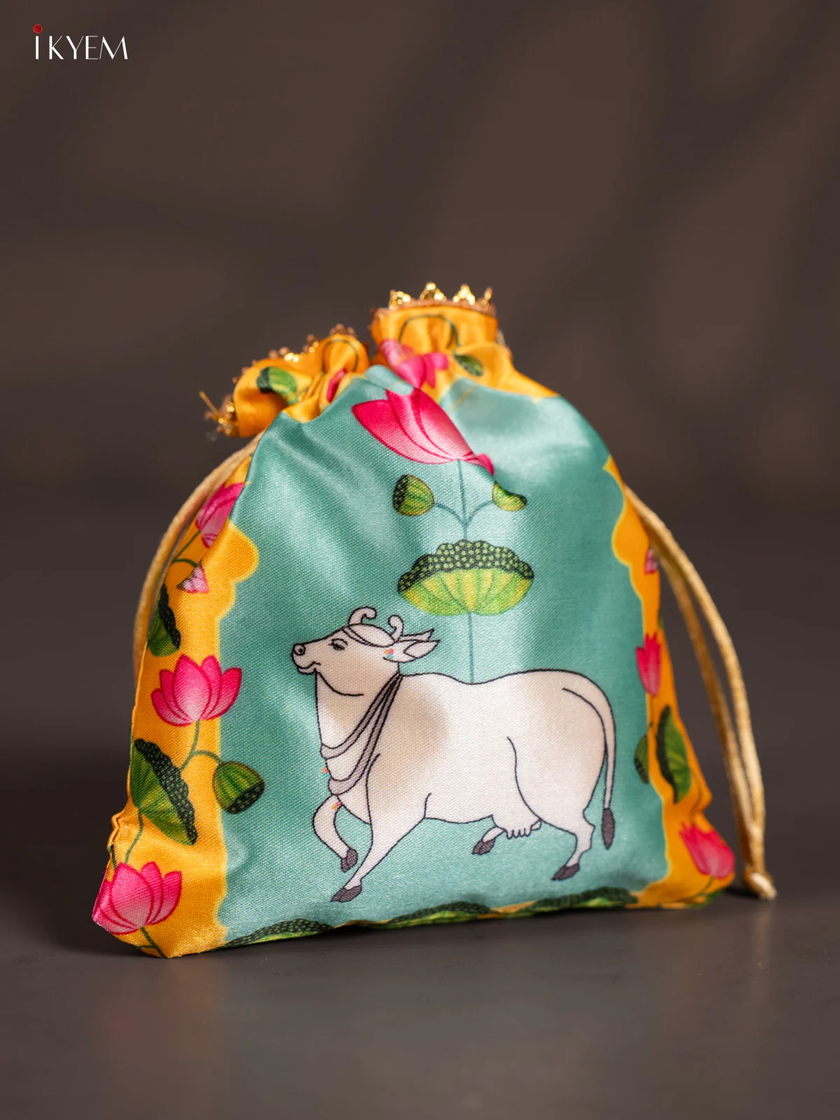 Cow Potli Bag - Yellow - KJ11140 - Image 2