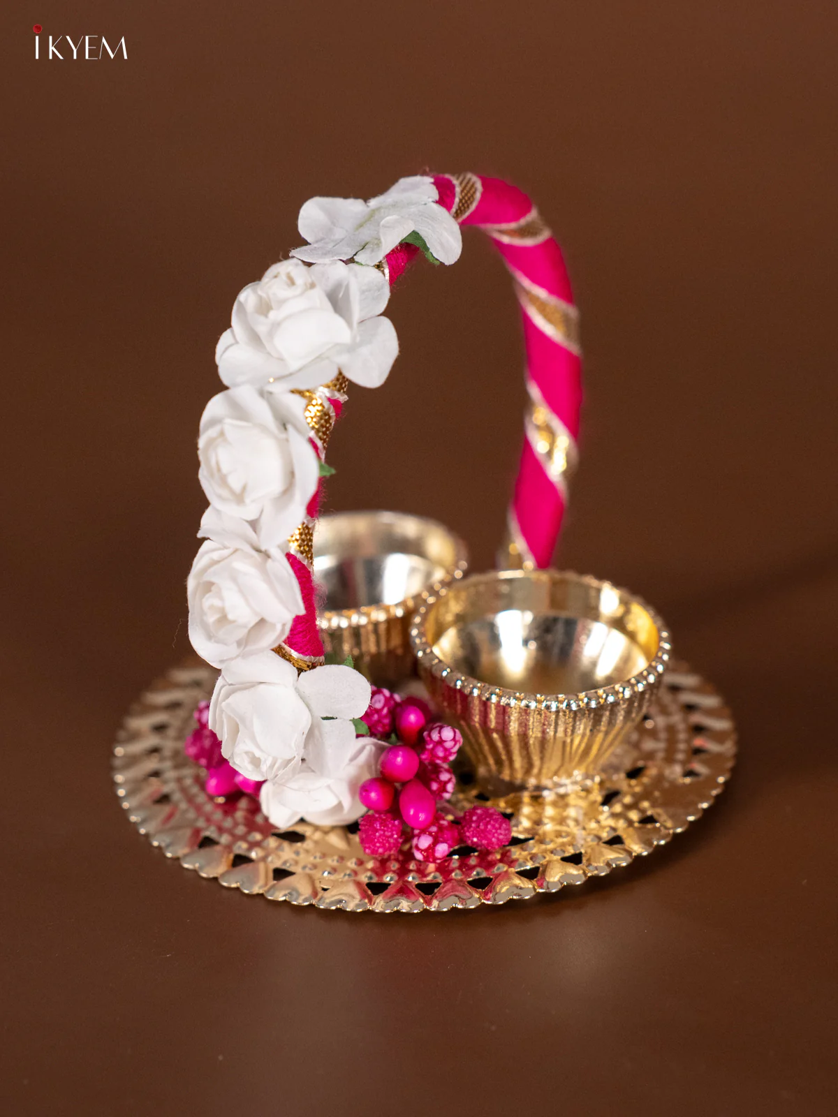 Haldi Kumkum Platter - Pink - KJ11142 - Image 2