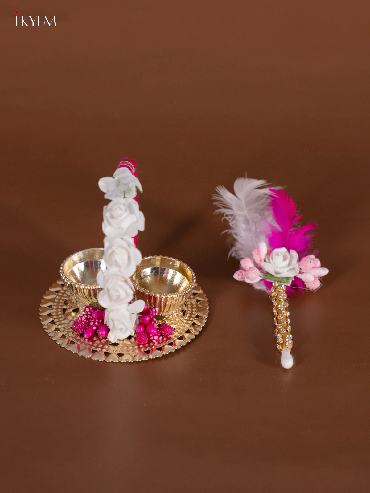 Haldi Kumkum Platter - Pink - KJ11142 - Image 3