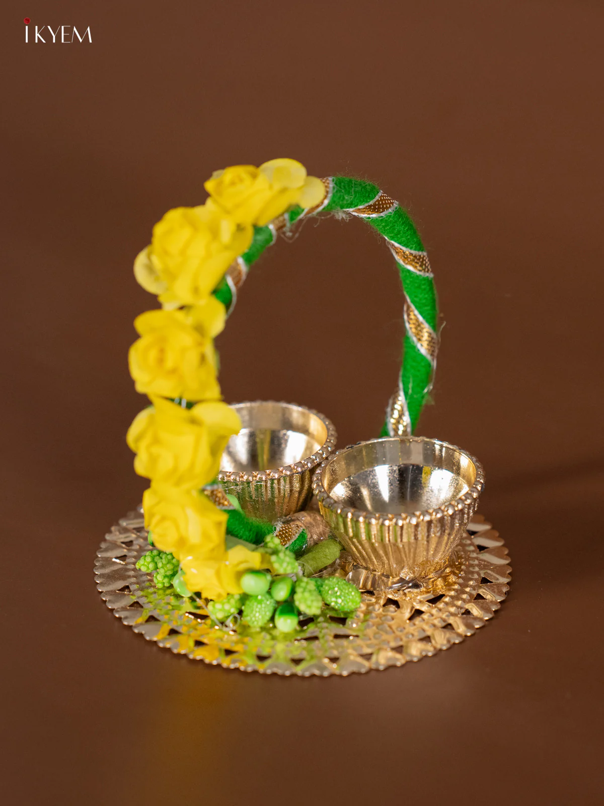Haldi Kumkum Platter - Green - KJ11173 - Image 2