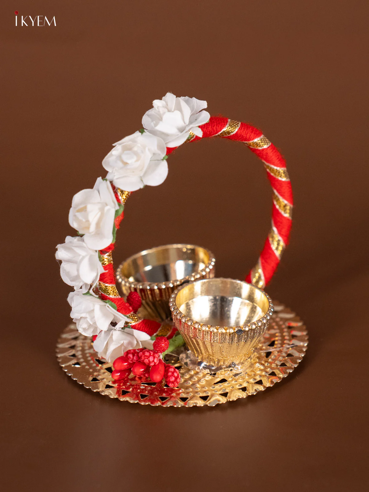 Haldi Kumkum Platter - Red - KJ11174 - Image 2
