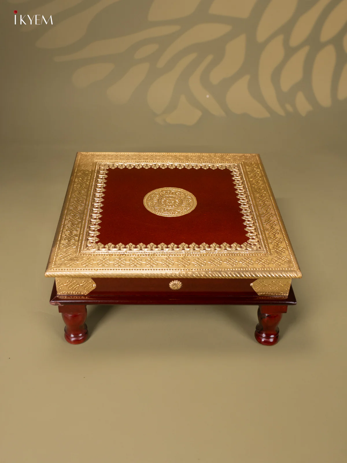 Brass Fitted Square Wooden Stool - (15×15) Inch - KJ13115 - Image 2