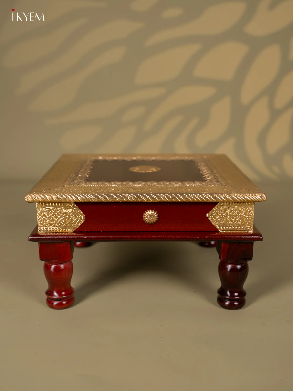 Brass Fitted Square Wooden Stool - (12×12) Inch - KJ13116 - Image 5