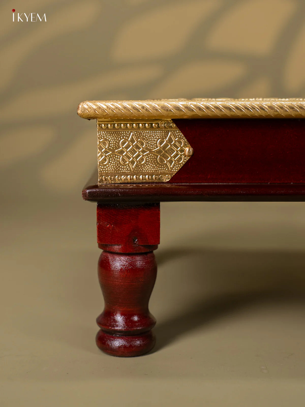 Brass Fitted Rectangle Wooden Stool - (18x12) Inch - KJ13121 - Image 3