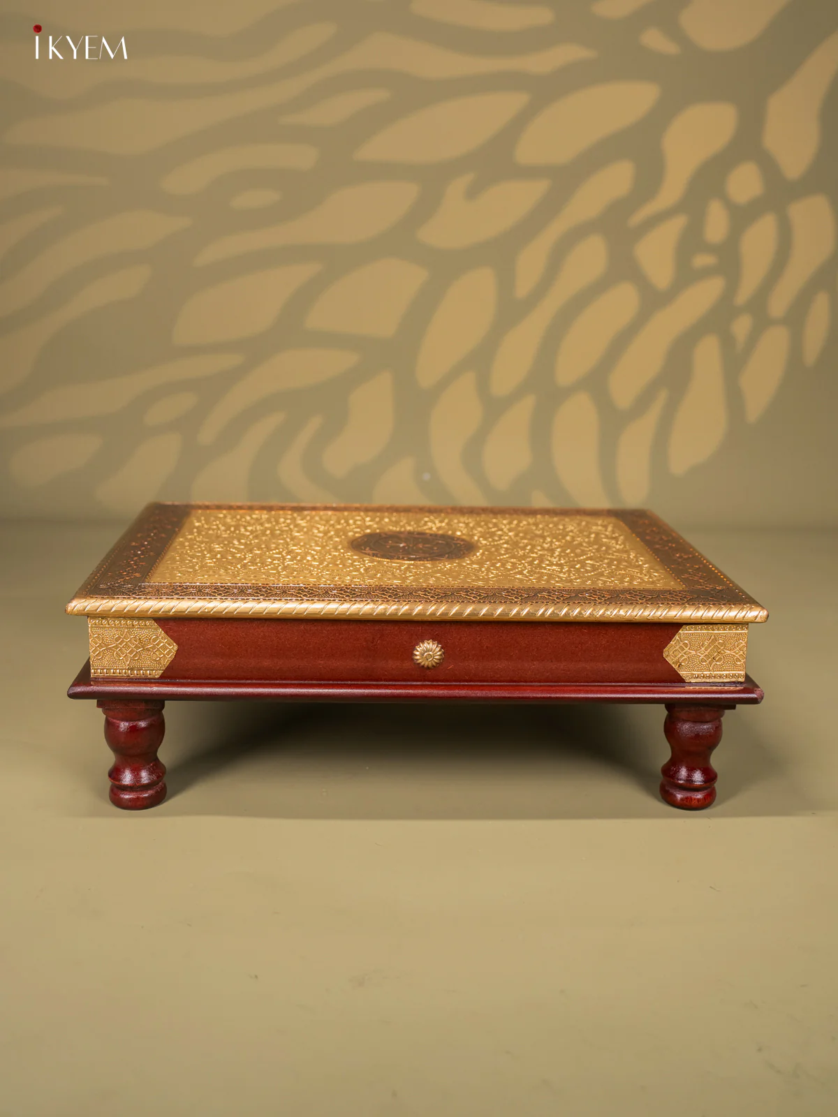 Brass Fitted Rectangle Wooden Stool - (18×12) Inch - KJ13124 - Image 2