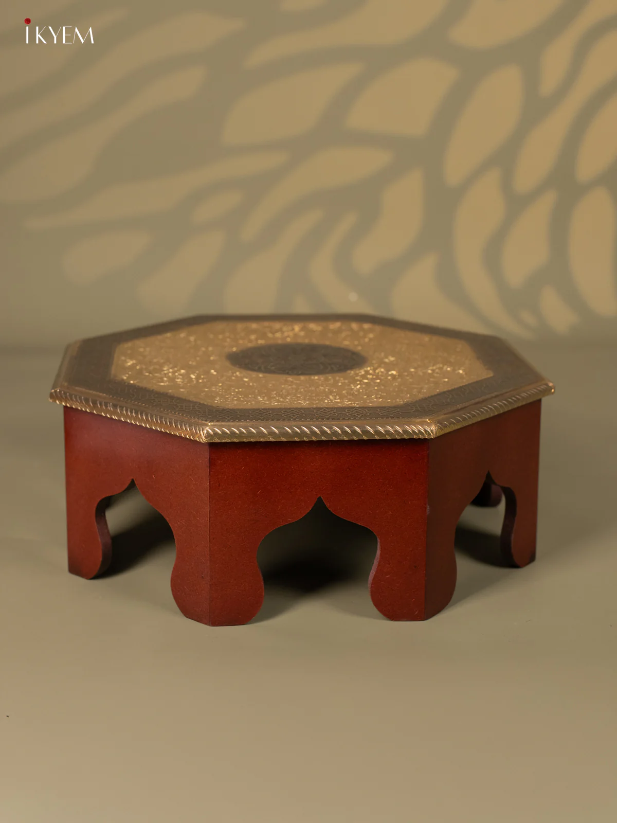 Brass Fitted Octagon Wooden Stool - (13×13) Inch - KJ13131 - Image 3