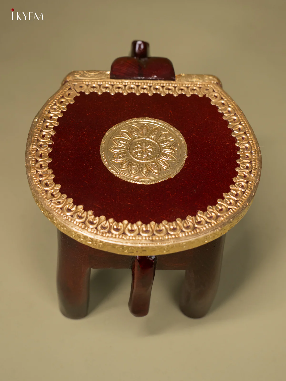 Brass Fitted Elephant Wooden Stool - (10*6) inch - KJ13135 - Image 5