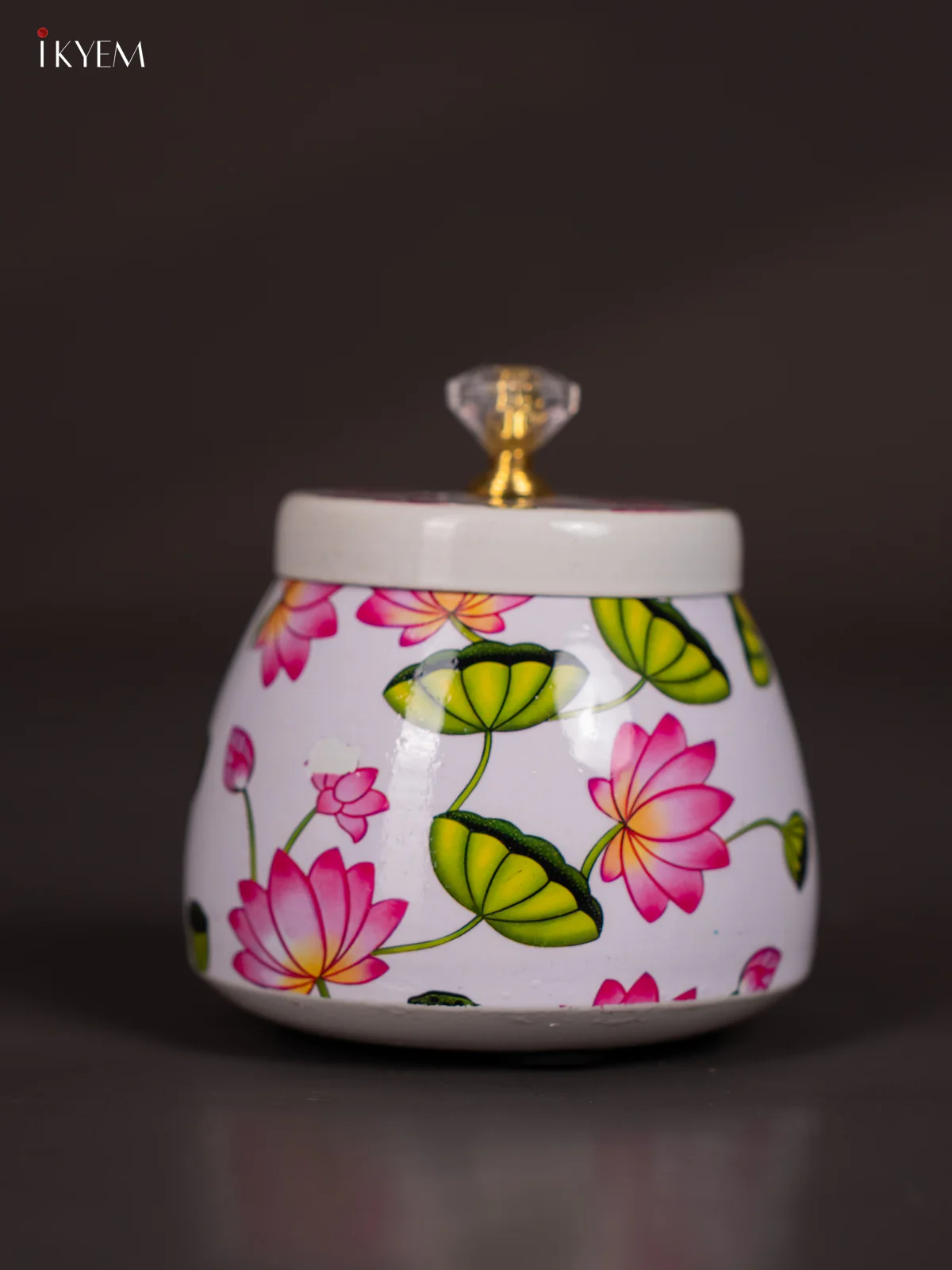 Pichwai Lotus Digital Printed Dryfruit nuts Jar - 4 Inch - KJ18140 - Image 2