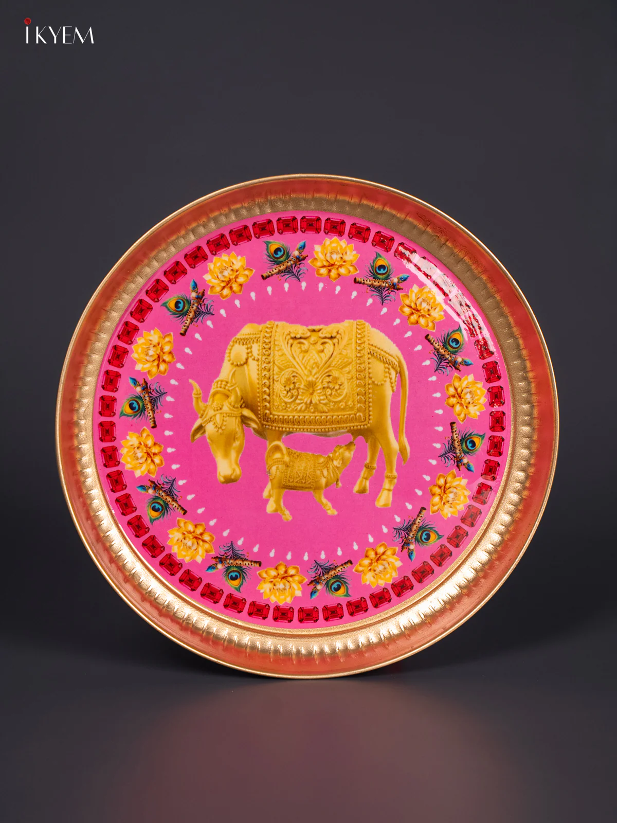 Cow & Calf Digital Printed Metal Plate - Pink - KJ21111