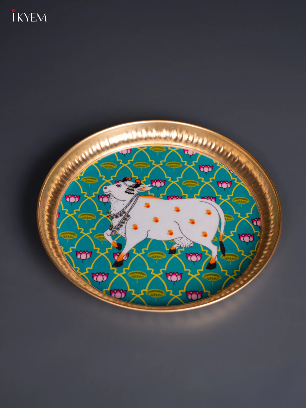 Cow & Lotus Digital Printed Metal Plate - KJ21128 - Image 2