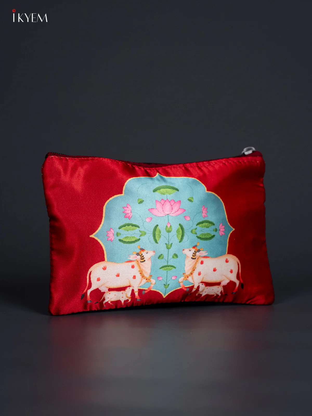 Dual Pichwai Cow & Calf Purse - Marron - KJ25111 - Image 2