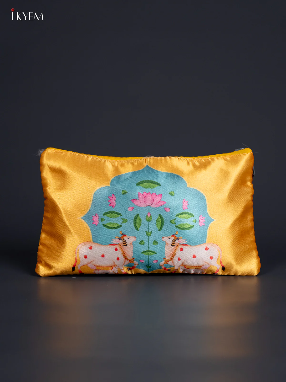 Dual Pichwai Cow & Calf Purse - Yellow - KJ25113