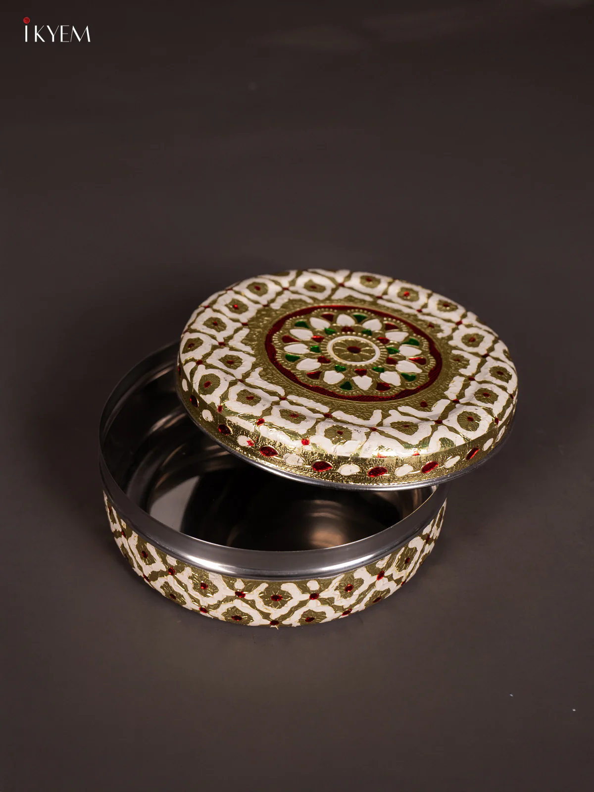 White Meenakari Design Steel Box - 7 Inch - KJ27115 - Image 2