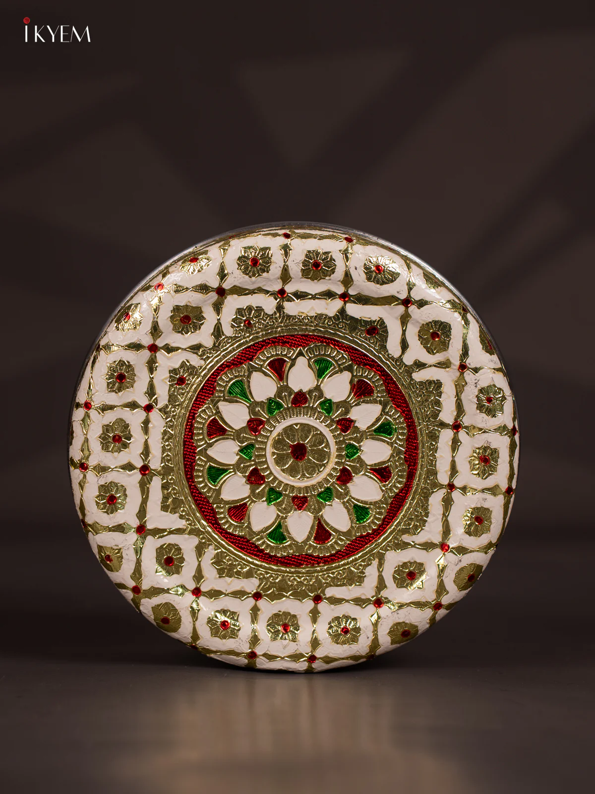 White Meenakari Design Steel Box - 7 Inch - KJ27115 - Image 3