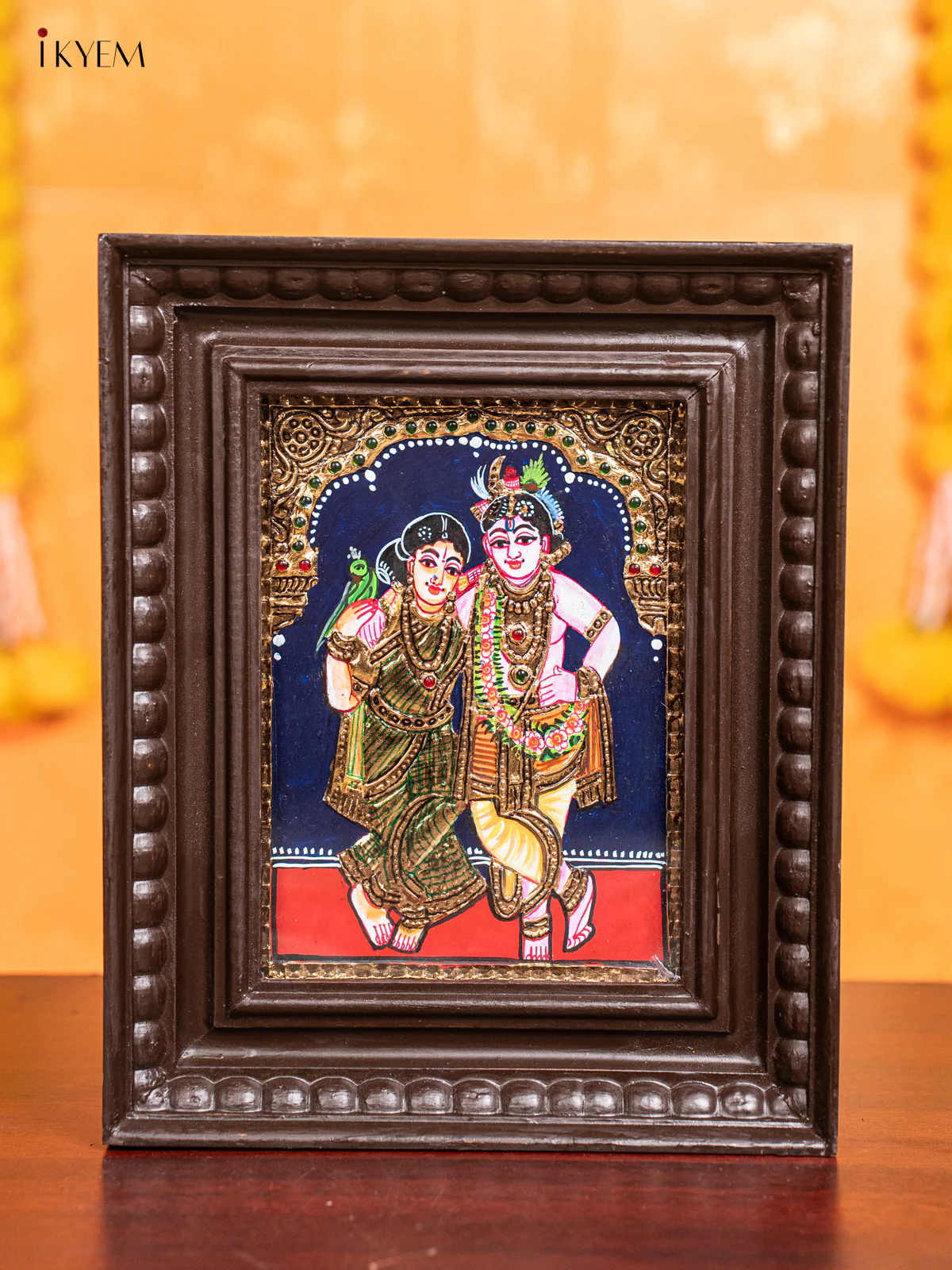 Krishna Rukmani Tanjore Painting (11x9 Inch) - KJ28115