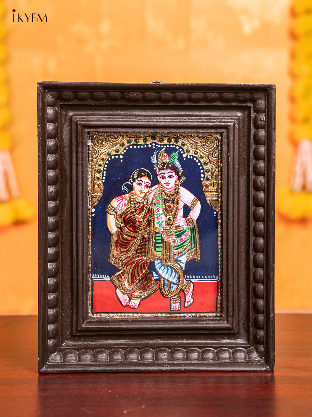 Krishna Rukmani Tanjore Painting (11x9 Inch) - KJ28118
