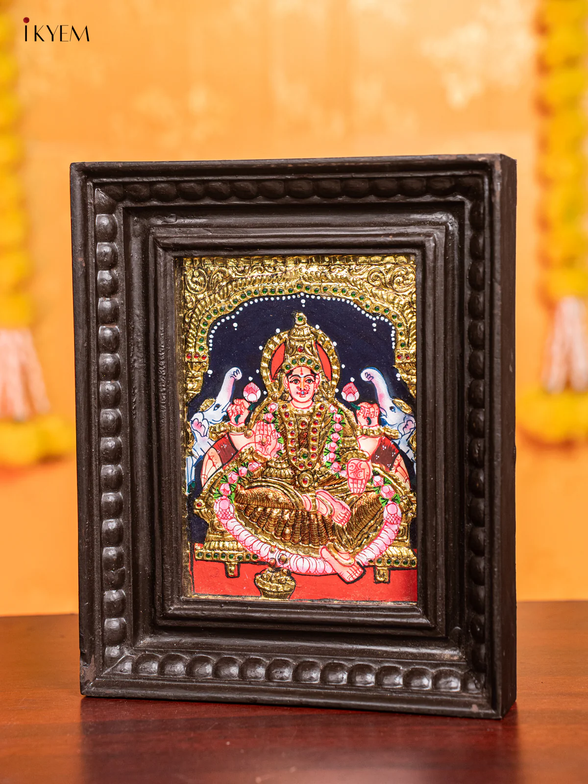 Gaja Lakshmi Tanjore Painting (11x9 Inch) - KJ28119 - Image 4