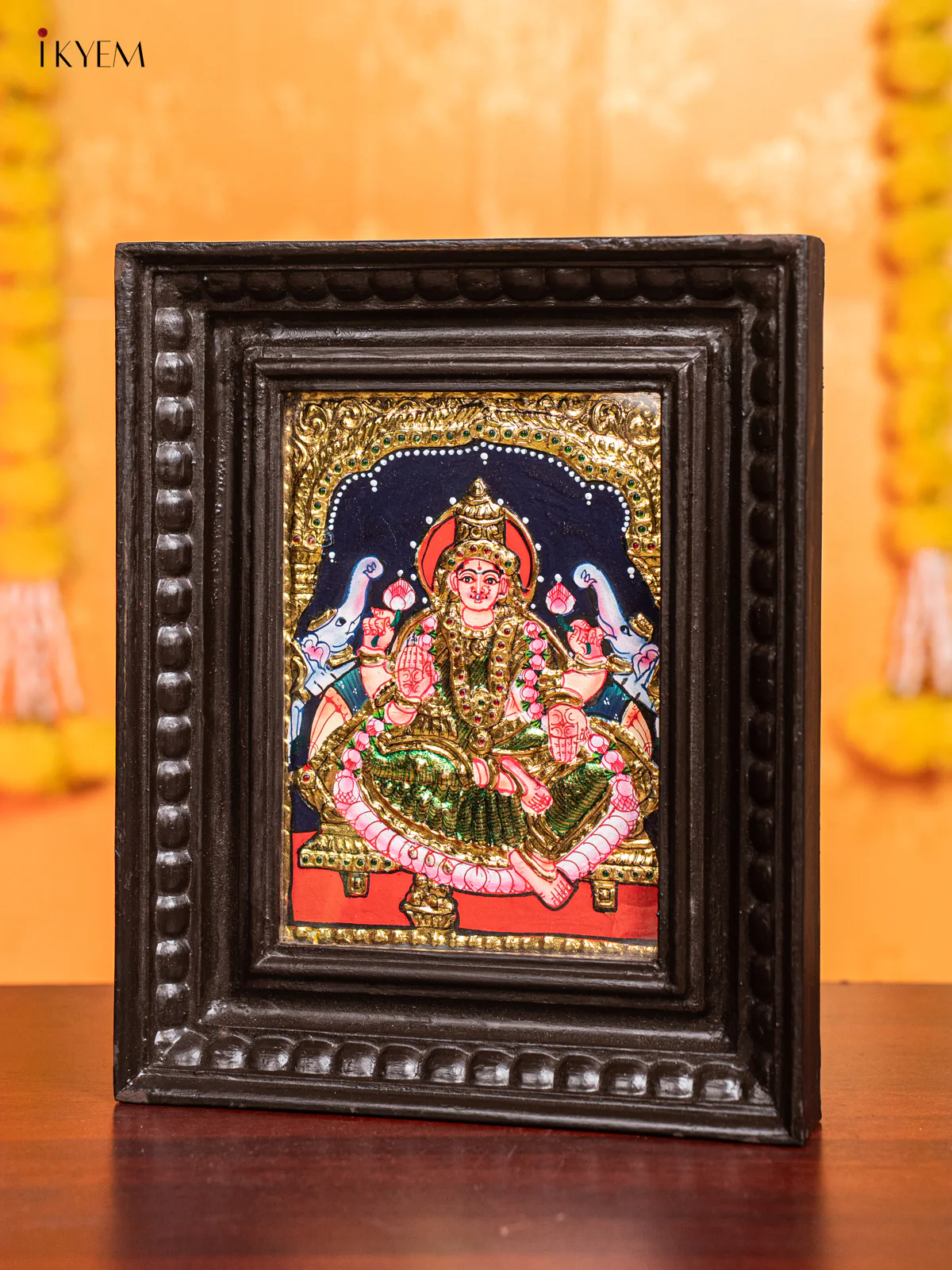 Auspicious Gaja Lakshmi Tanjore Painting - (11x9) Inch - KJ28120 - Image 4