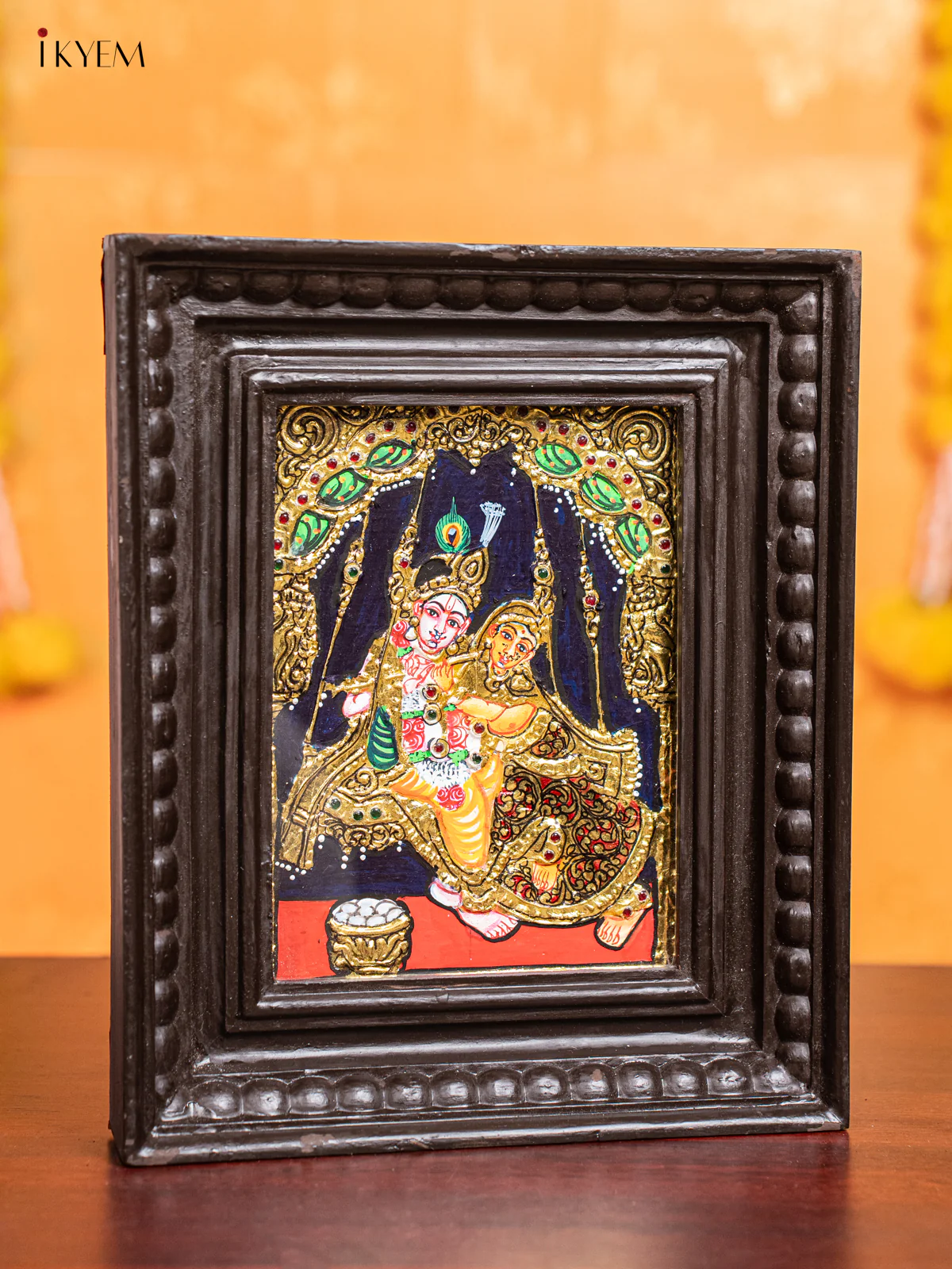 Radha Krishna Tanjore Painting (11x9 Inch) - KJ28122 - Image 2