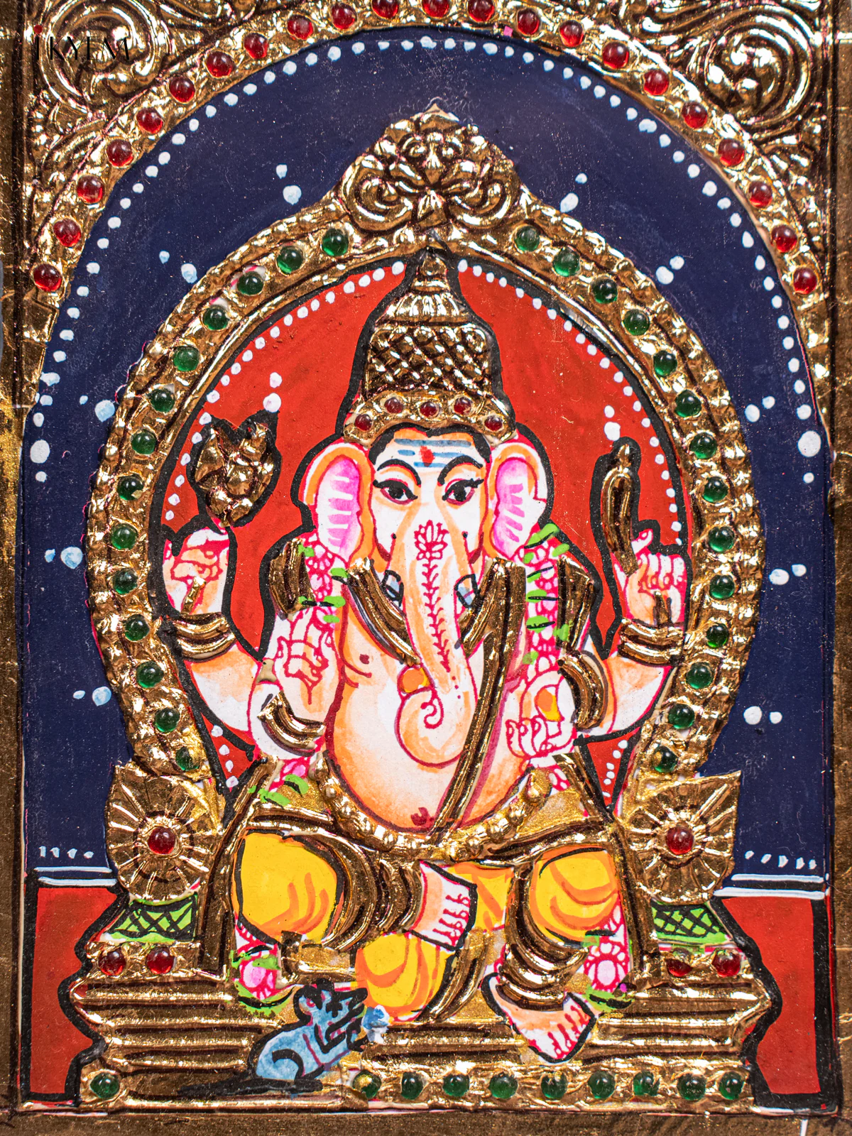 Ganesha Tanjore Painting  (11x9 Inch) - KJ28129 - Image 3