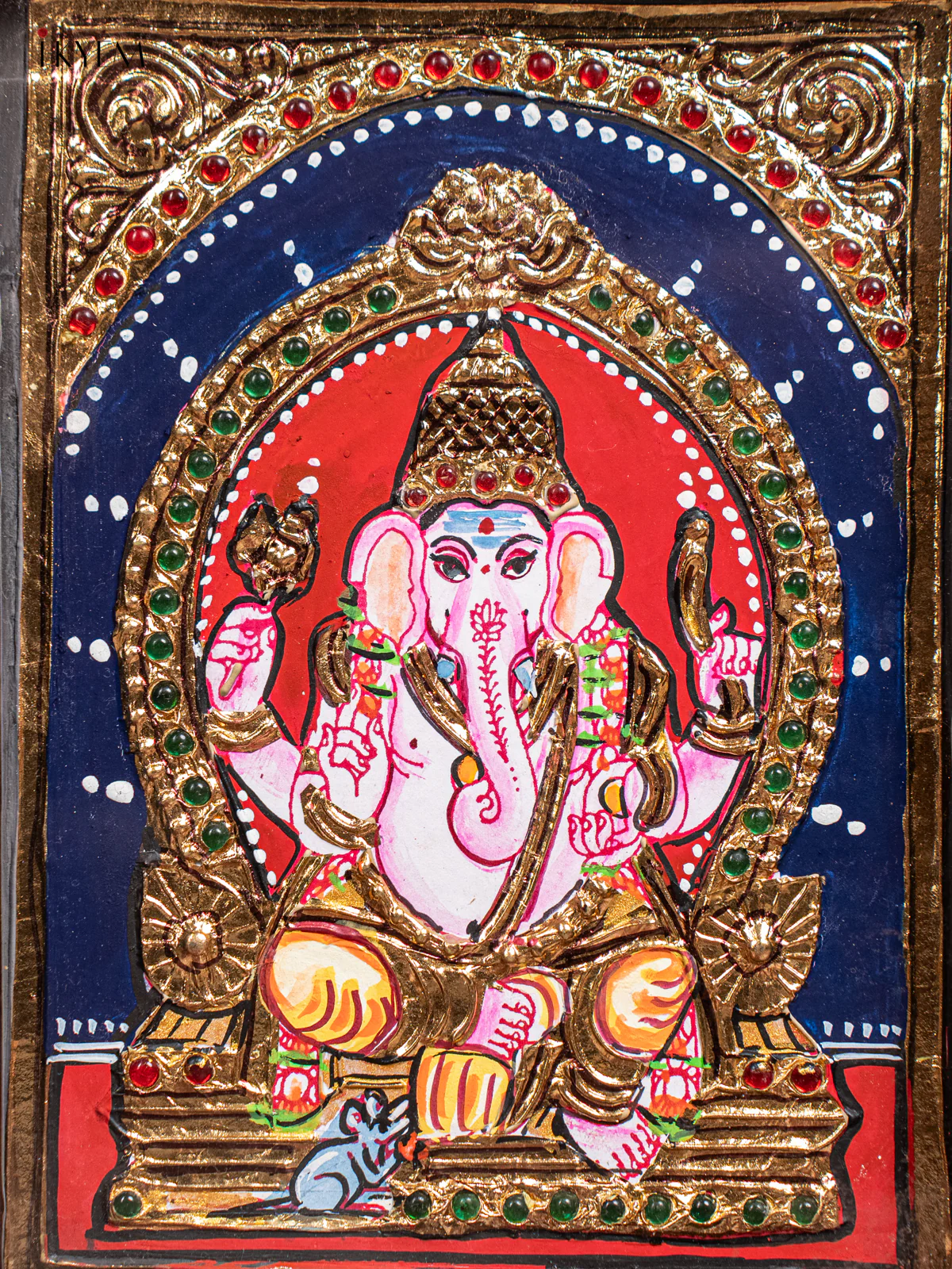 Lord Ganesha Tanjore Painting (11x9) Inch - KJ28130 - Image 3