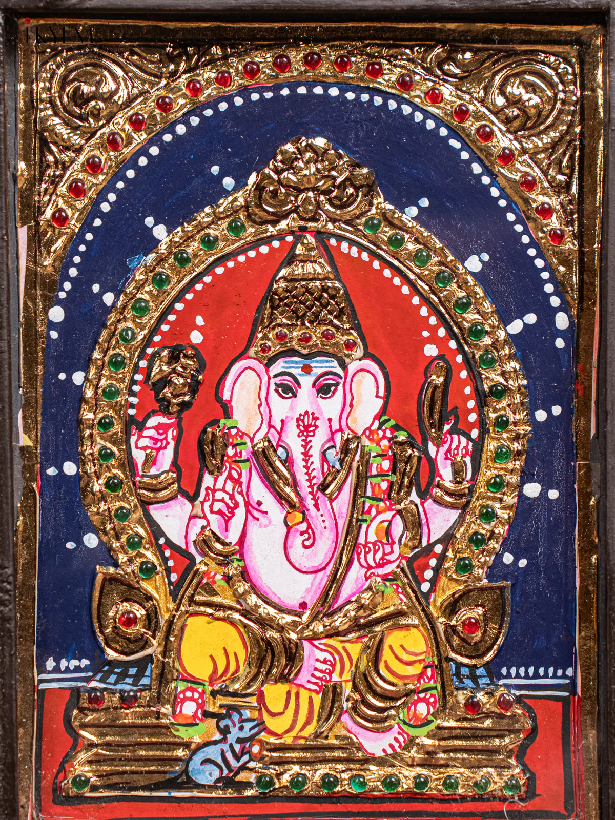 Lord Ganesha Tanjore Painting - (11x9) Inch - KJ28131 - Image 3