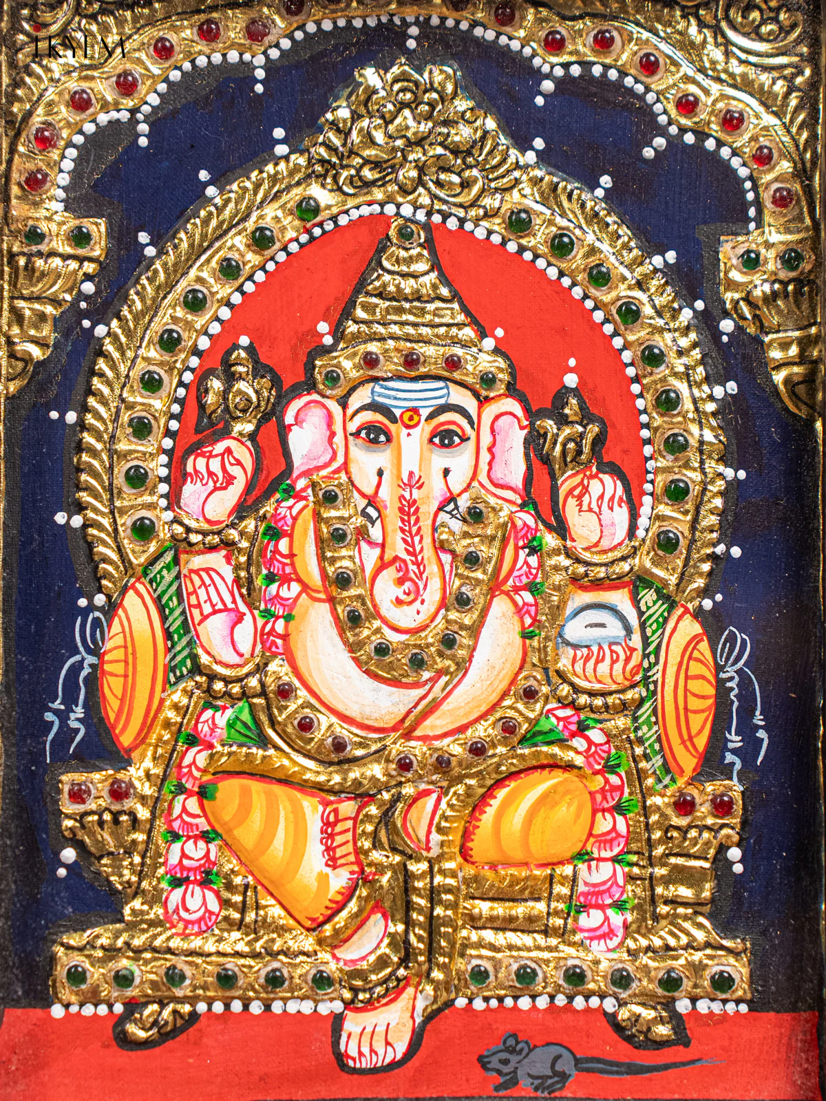 Ganesha Tanjore Painting (11x9 Inch) - KJ28138 - Image 3
