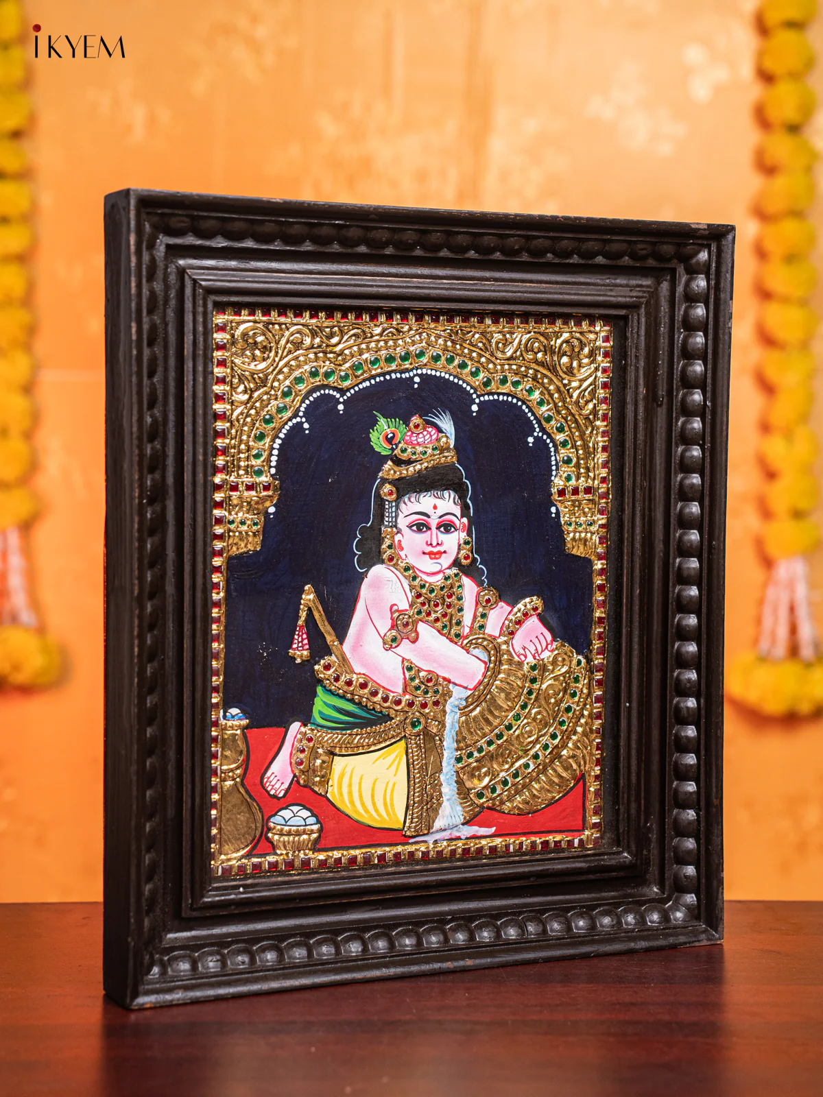 Butter Krishna Tanjore Painting (15x13 Inch) - KJ28140 - Image 2