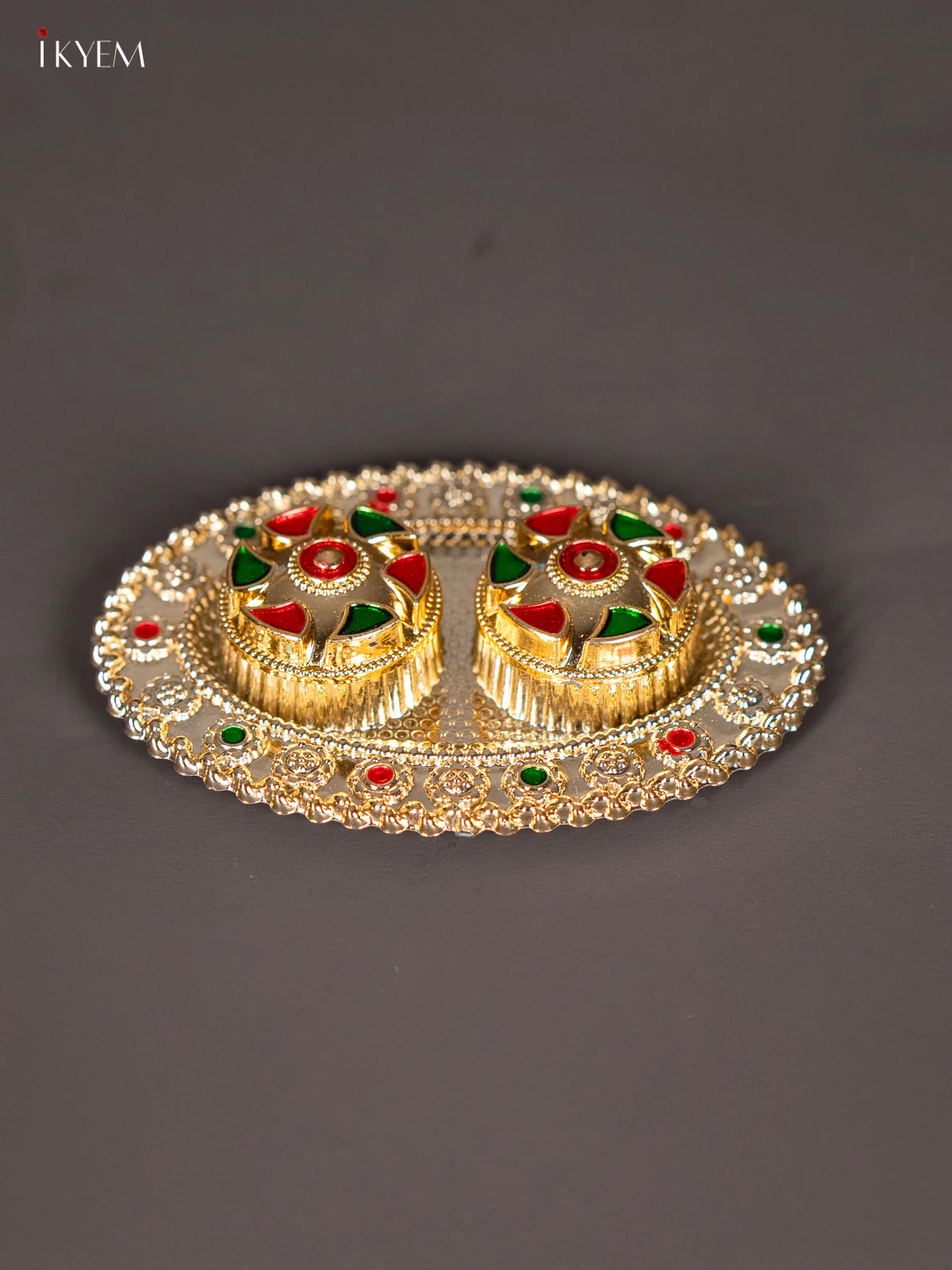 Elegant Meenakari Haldi Kumkum Holder - (4.5×3.3) Inch - KJ30141