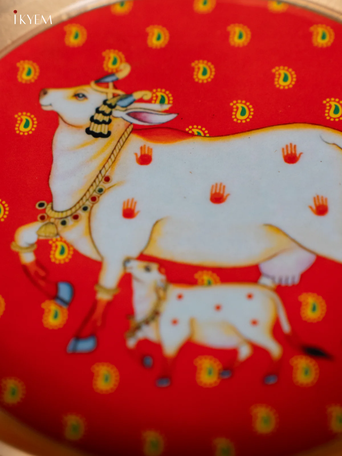Cow & Calf Printed Red Brass Coated Plate - 6 Inches - KJ30149 - Image 3